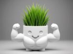 Funny Flexing Muscle Planter: Unique Gym Decor - plant not included