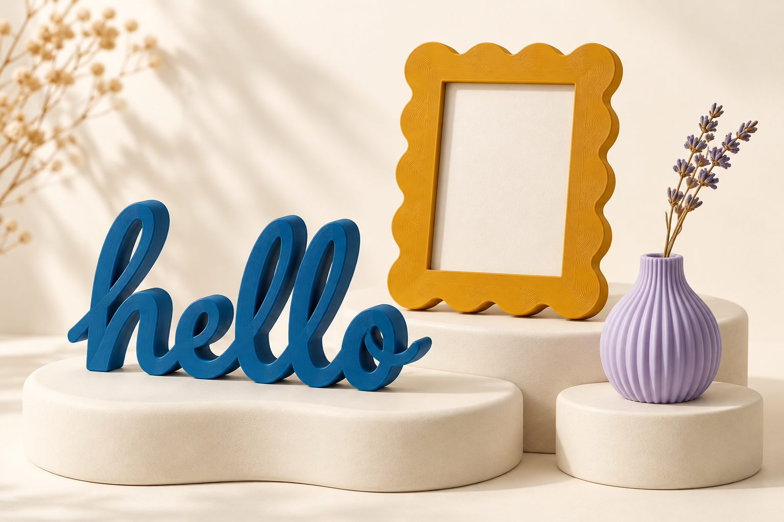 Illustration of colorful personalized signs and home accents.